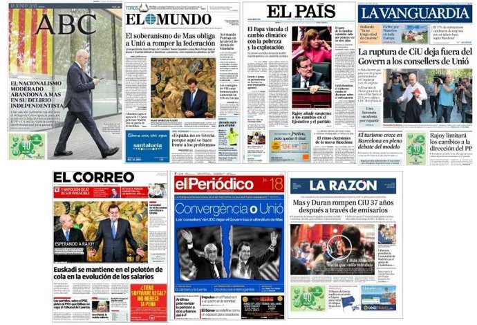 Archivo - Portadas periódicos 18 de junio