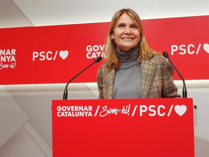 La viceprimera secretaria del PSC Llusa Moret en rueda de prensa el lunes 7 de febrero.