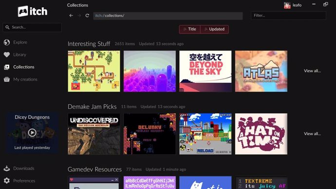 Acceso a itch.Io desde Epic Games Store