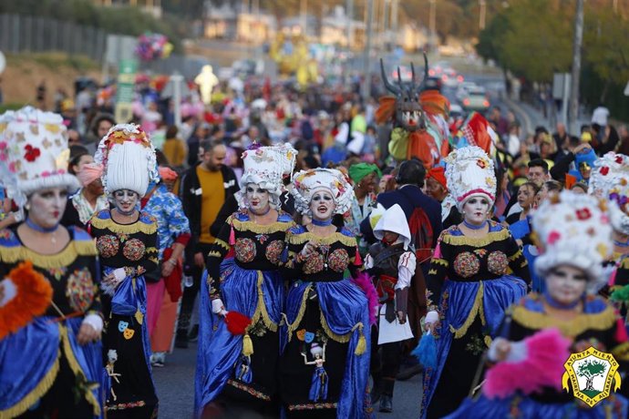 Agrupaciones carnavaleras durante un desfile.