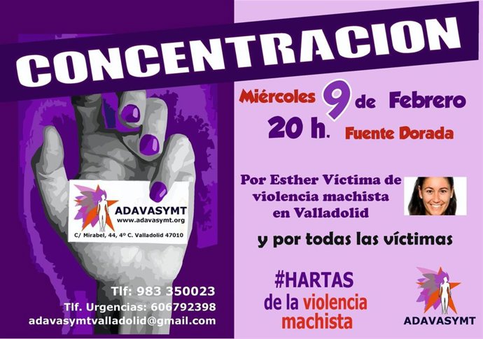 Cartel de la convocatoria de concentración de Adavasymt en Valladolid.