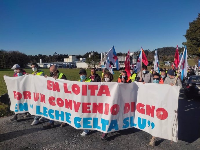 Movilización de los trabajadores de Leche Celta.