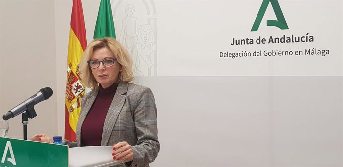 La delegada territorial de Empleo, Formación y Trabajo Autónomo y Directora Provincial del SAE, Carmen Sánchez Sierra, en rueda de prensa