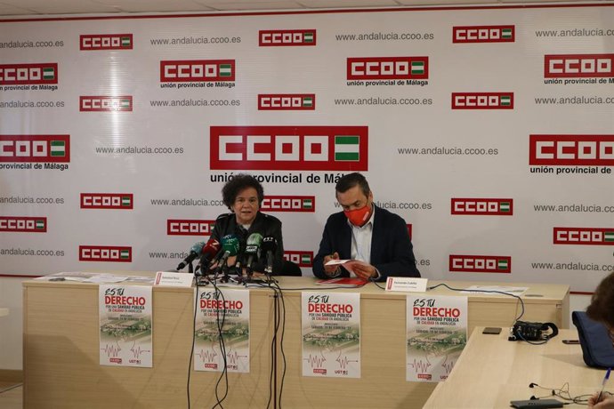 Soledad Ruiz y Fernando Muñoz Cubillo, secretarios generales de los sindicatos UGT y CCOO en Málaga