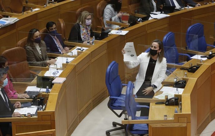 La conselleira de Infraestruturas e Mobilidade, Ethel Vázquez, en el pleno de la Cámara