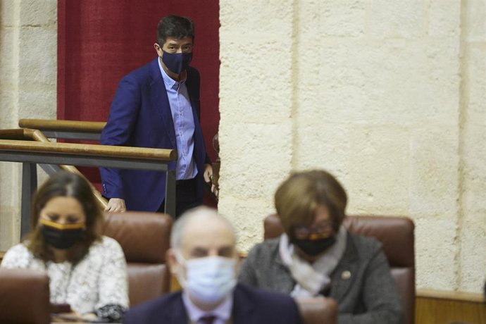 El vicepresidente de la Junta, Juan Marín, durante la Sesión Plenaria Ordinaria en el Parlamento de Andalucía, a 9 de febrero de 2022 en Sevilla (Andalucía, España)