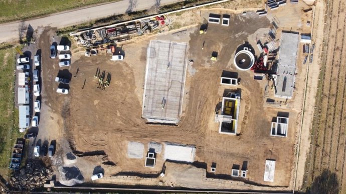Imagen aérea del estado actual de las obras de la nueva depuradora