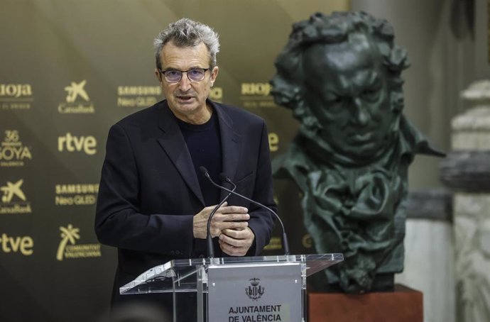 El presidente de la Academia de las Artes y las Ciencias Cinematográficas de España, Mariano Barroso, durante la presentación de las actividades previas a la Gala de los Premios Goya 2022