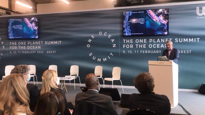 El secretario de Estado de Medioambiente, Hugo Morán, en la cumbre 'One Ocean Summit', en Brest (Francia)