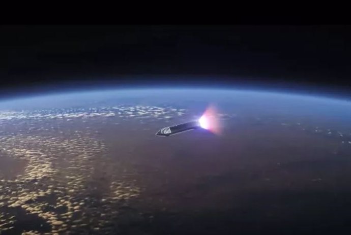 Ilustración de una Starship orbitando la Tierra