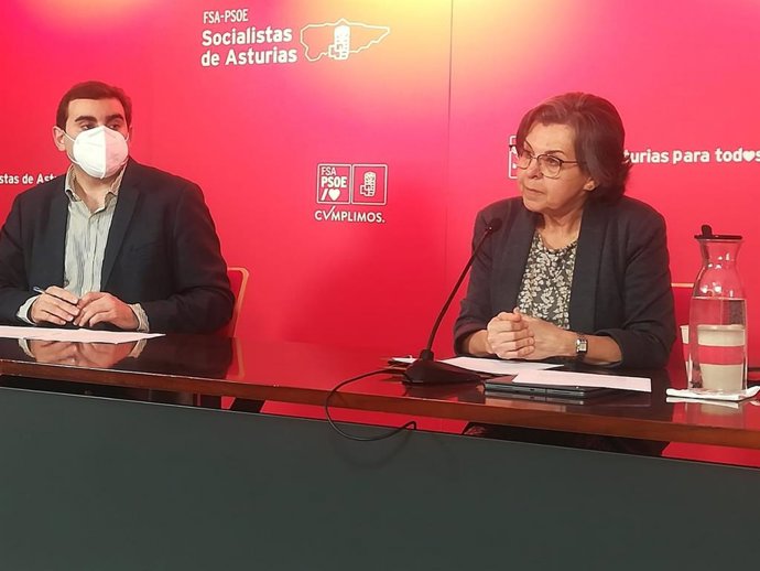 El diputado socialista por Asturias, Roberto García Morís, y la senadora socialista por Asturias, María Jesús Álvarez