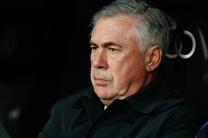 Carlo Ancelotti, coach of Real Madrid, looks on during the Spanish League, La Liga Santander, football match played between Real Madrid and Granada CF at Santiago Bernabeu stadium on February 06, 2022, in Madrid, Spain.