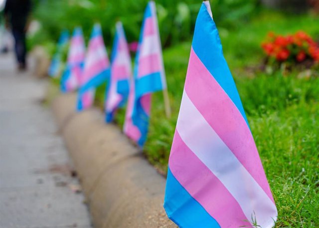 Archivo - Banderas trans en Estados Unidos