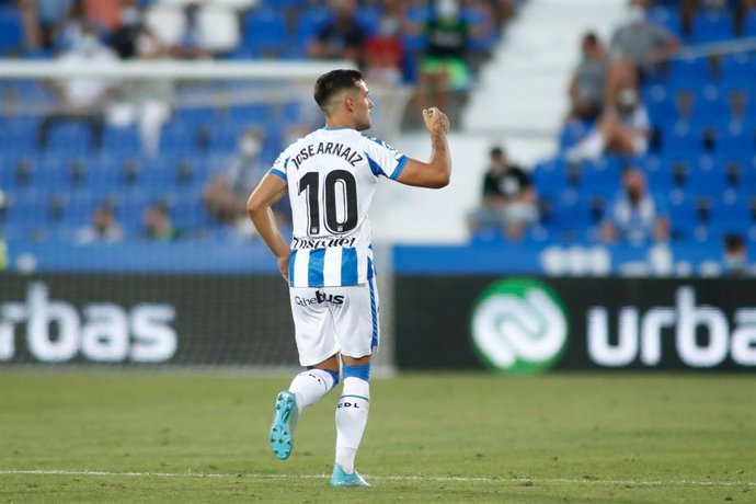 Archivo - José Arnaiz celebra un gol con el Leganés