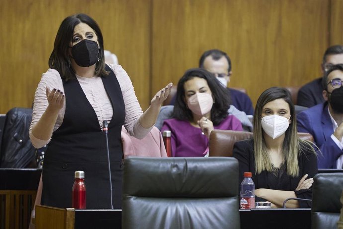 La portavoz del Grupo Parlamentario Socialista, Ángeles Férriz, durante la Sesión Plenaria Ordinaria en el Parlamento de Andalucía, a 9 de febrero de 2022 en Sevilla (Andalucía, España) (Foto de archivo). 