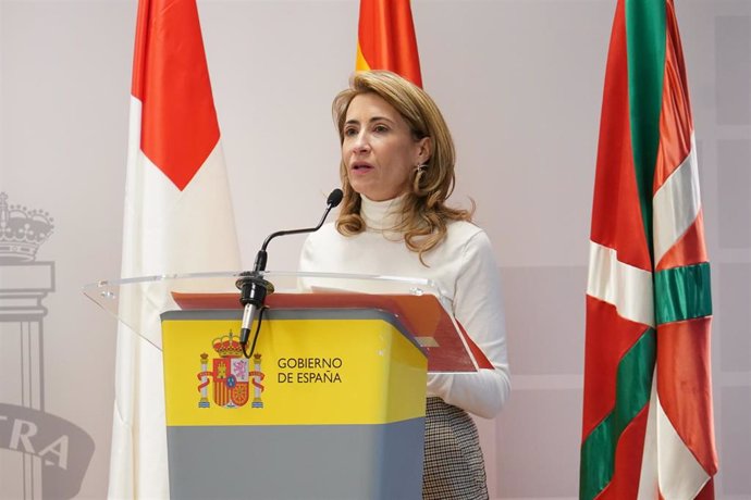 La ministra de Transportes, Movilidad y Agenda Urbana, Raquel Sánchez, en la Sede de la Delegación del Gobierno en el País Vasco, a 9 de febrero de 2022, en Vitoria, Álava, Euskadi (España).