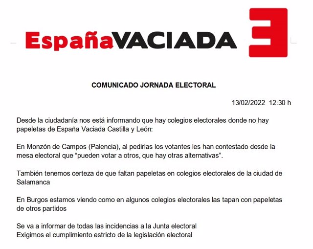 Comunicado de España Vaciada.