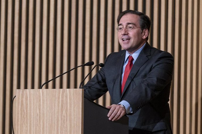 El ministro de Asuntos Exteriores, Unión Europea y Cooperación, José Manuel Albares, en un acto en la sede del Ministerio el pasado 3 de febrero de 2022, en Madrid