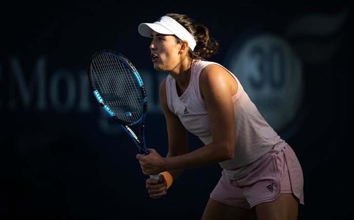 Garbine Muguruza of Spain during practice ahead of the 2022 Dubai Duty Free Tennis Championships WTA 1000 tennis tournament