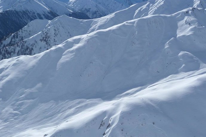 Zona afectada por una avalancha en la región de los Alpes en Austria