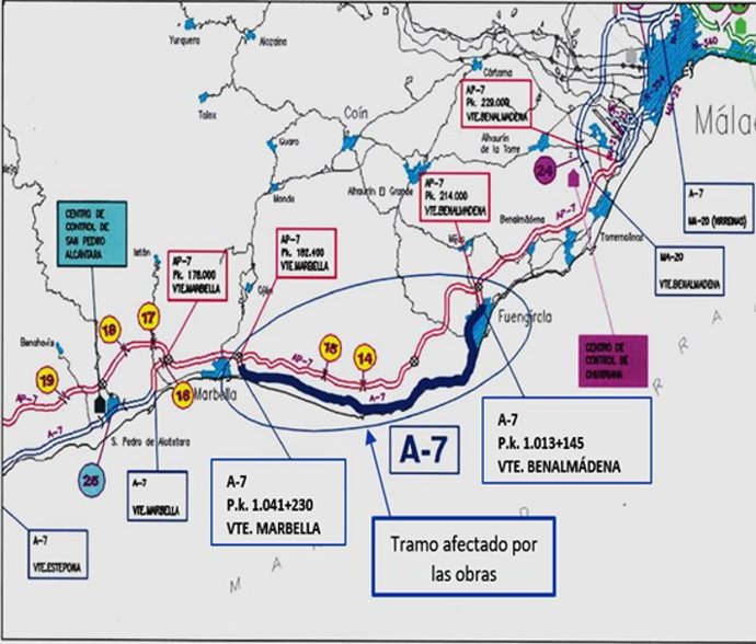 El Gobierno formaliza el contrato para la mejora del firme de la autovía A7 en Marbella, Mijas y Fuengirola