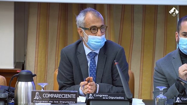 El vicepresidente de la Confederación de Sociedades Científicas de España (COSCE), José Manuel Torralba Castelló, en su comparecencia este lunes 14 de febrero en el Congreso