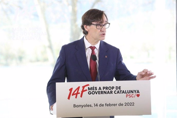 El primer secretario del PSC, Salvador Illa, en rueda de prensa tras reunirse su ejecutiva en Banyoles (Girona).