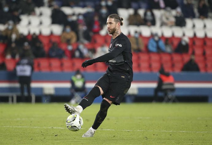 Sergio Ramos of PSG during the French championship Ligue 1 football match between Paris Saint-Germain and Stade de Reims on January 23, 2022 at Parc des Princes stadium in Paris, France - Photo Jean Catuffe / DPPI