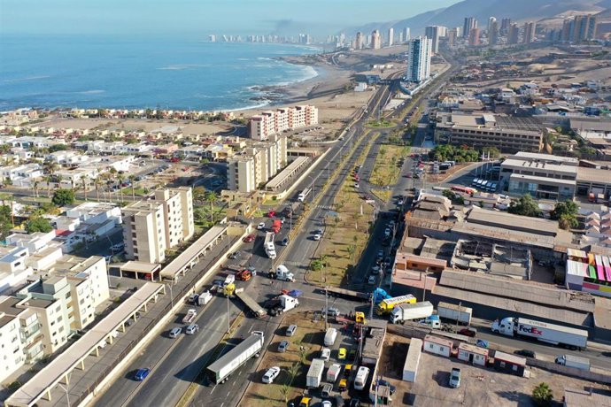 Bloqueo de carreteras en Iquique, en el norte de Chile