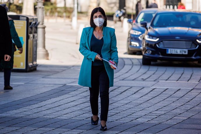 La ministra de Sanidad, Carolina Darias, a su llegada a la clausura del acto institucional con motivo del Día Mundial contra el Cáncer Infantil 2022 'Una mejor supervivencia es posible', que organiza la Federación Española de Padres de Niños con Cáncer 