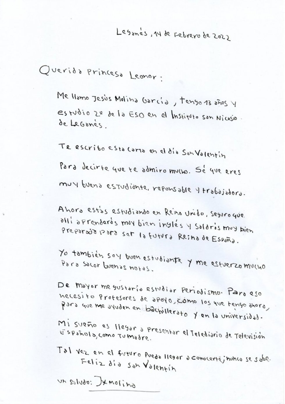 La carta del alumno.