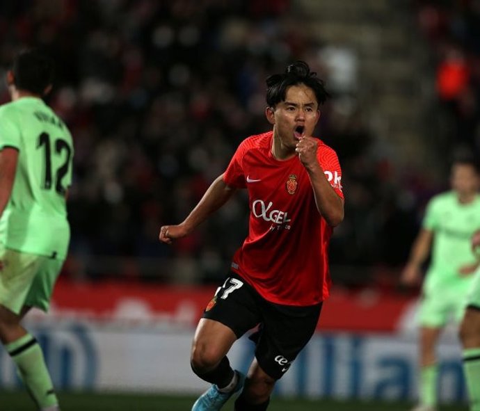 Takefusa Kubo celebra el gol de la victoria del Mallorca ante el Athletic Club en LaLiga Santander 2021-2022
