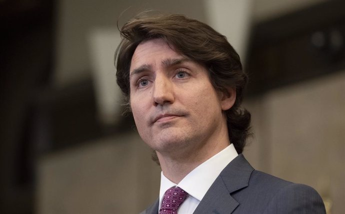 14 February 2022, Canada, Ottawa: Canadian Prime Minister Justin Trudeau attends a press conference. Trudeau says he has invoked the Emergencies Act to bring to an end anti-government blockades he describes as illegal and not about peaceful protest. Pho