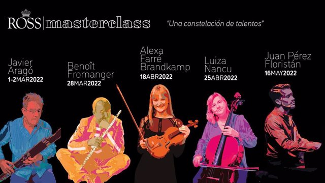 Cartel anunciador de las masterclasses que impartirá la ROSS gracias al convenio con el Conservatorio Superior de Música Manuel Castillo de Sevilla.