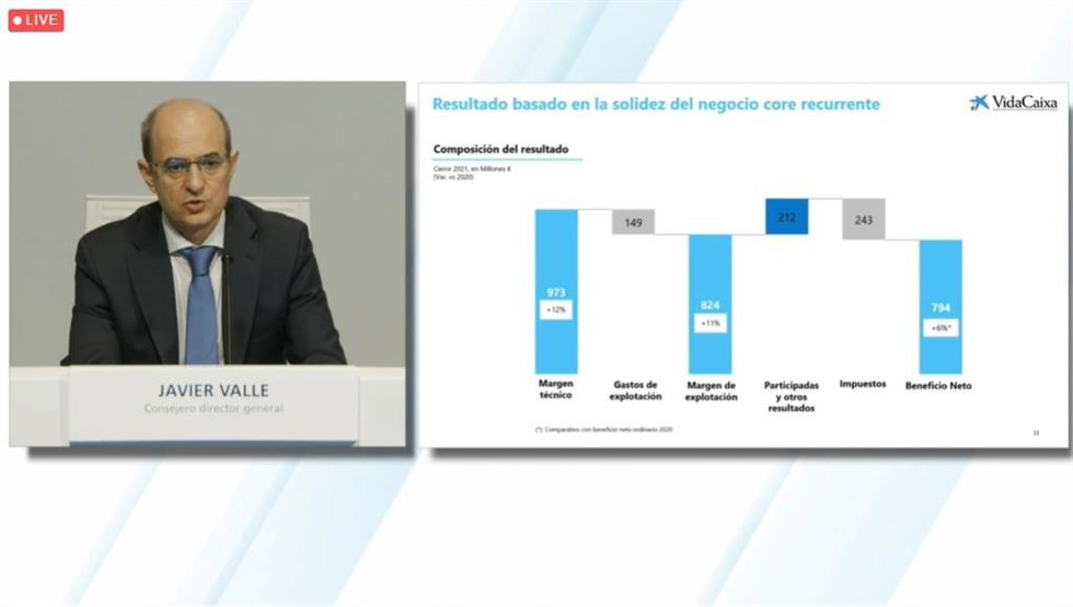 El consejero director general de VidaCaixa, Javier Valle, en rueda de prensa este miércoles