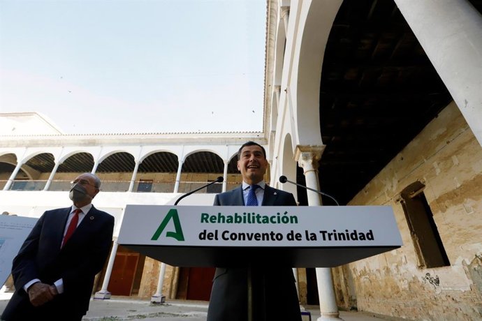 El presidente de la Junta, Juanma Moreno, en un acto en Málaga
