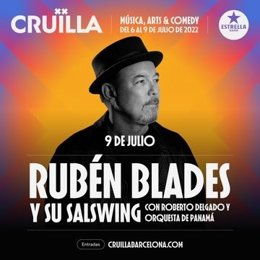 Cartell de l'actuació de Rubén Blades en el Festival Crulla