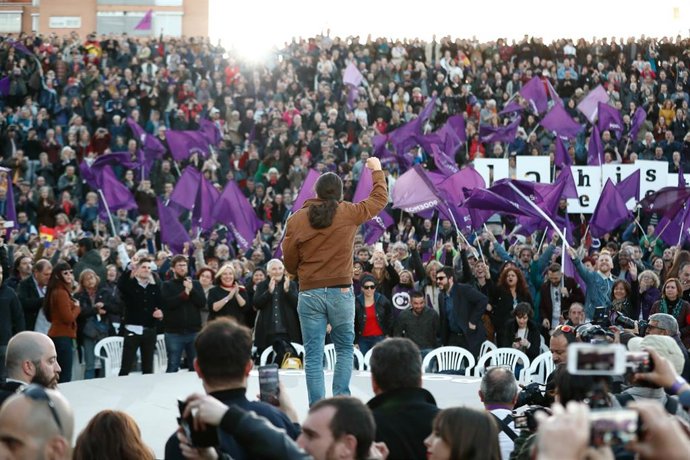 Archivo - El exlíder de Podemos Pablo Iglesias en el acto de cierre de campaña del partido para las elecciones generales de abril de 2019.