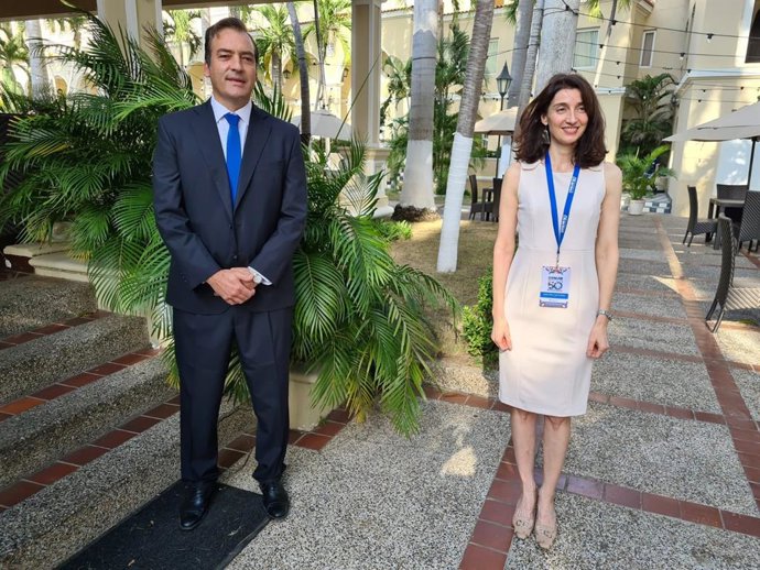 La ministra de Justicia, Pilar Llop, junto a su homólogo argentino, Martín Ignacio Soria, durante una reunión bilateral enmarcada en la Conferencia de Ministros de Justicia de los Países Iberoamericanos (COMJIB).