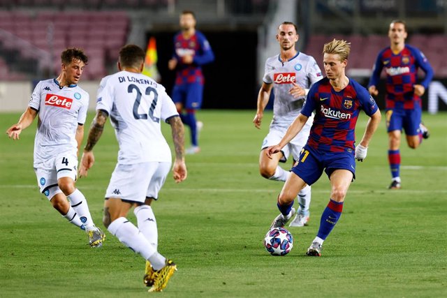 Archivo - Partido entre FC Barcelona y Nápoles en la Liga de Campeones de 2020
