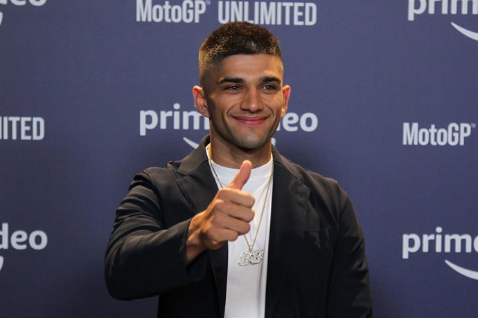 El piloto español de MotoGP Jorge Martín, durante el photocall de la premiere de la docuserie "MotoGP Unlimited" en Madrid.