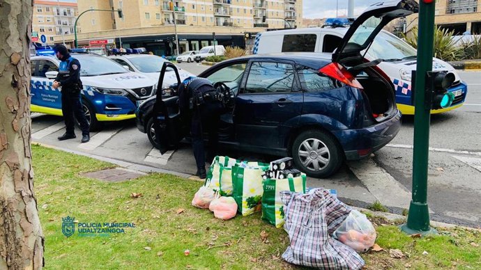 Imagen de la actuación de la Policía Municipal de Pamplona.