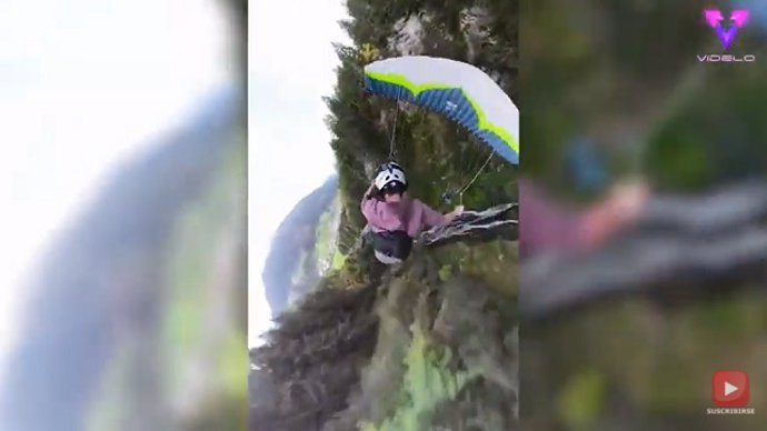 Parapente a más de 20 metros de altura en un cañón