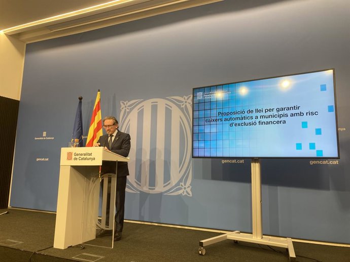El conseller d'Economia i Hisenda, Jaume Giró, durant la roda de premsa