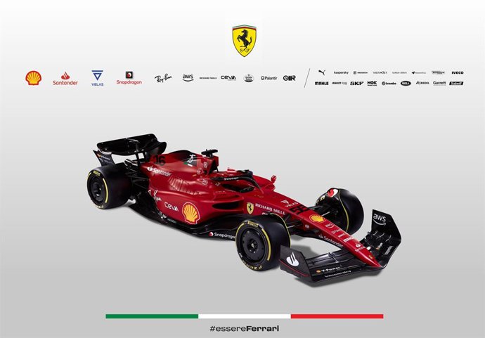 El nuevo Ferrari F1-75 con el que la escudería competirá en el Mundial 2022 de Fórmula 1, con los pilotos Carlos Sainz y Charles Leclerc