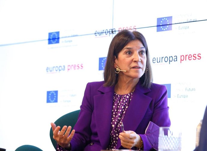 La eurodiputada Renew Europe, Izaskun Bilbao, en el encuentro Informativo con motivo de la Conferencia sobre el Futuro de Europa (COFOE), en el Auditorio Meeting Place de Castellana, a 31 de enero de 2022, en Madrid 