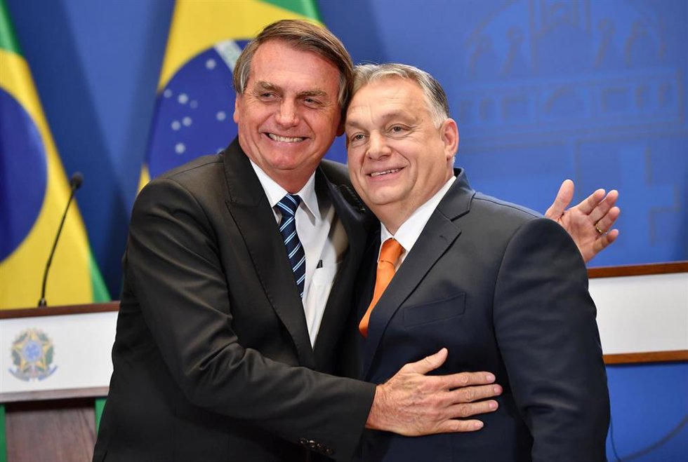 El presidente brasileño, Jair Bolsonaro, y el primer ministro húngaro, Viktor Orbán.