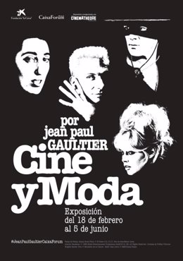 Cartel de la exposición 'Cine y moda. Por Jean Paul Gaultier' en CaixaForum Madrid