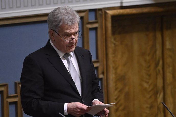 02 February 2022, Finland, Helsinki: Finnish President Sauli Niinisto speaks at the opening of Finland's parliamentary session 2022. Photo: Heikki Saukkomaa/Lehtikuva/dpa