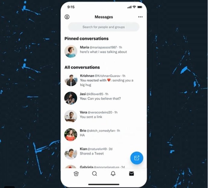 Conversaciones ancladas en los mensjaes directos de Twitter.